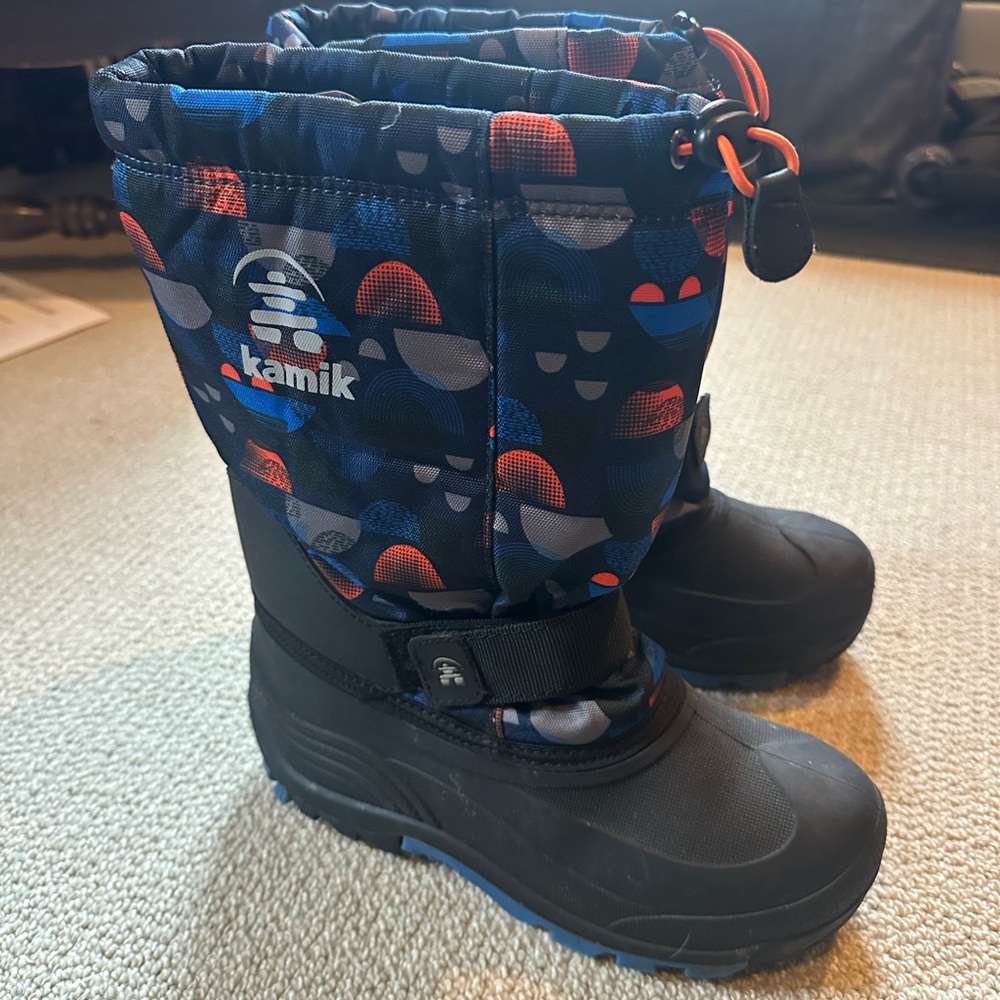 Kamik Kids' Navy Boots with Blue and Orange Accents